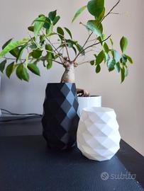 Set 2 vasi decorativi geometrici – bianco e nero