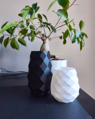Set 2 vasi decorativi geometrici – bianco e nero
