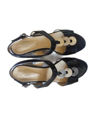 Sandali Rosini pelle/vernice nera 38 e mezzo