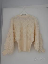 Maglione maniche pipistrello color bianco burro