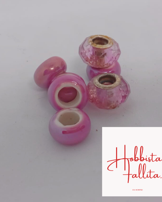 Distanziatori rosa in vetro e ceramica 7 pezzi