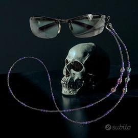 laccio occhiali goth con teschi, bracciale