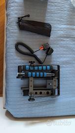 spallaccio video, custodia  e prolunga flash