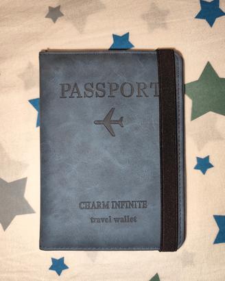 Porta passaporto blu nuovo - slot SIM e carte