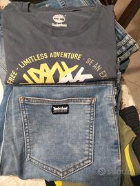 JEANS CORTO CHIARO + T-SHIRT  TIMBERLAND 