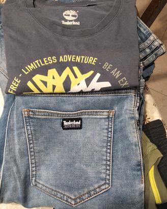 JEANS CORTO CHIARO + T-SHIRT  TIMBERLAND 