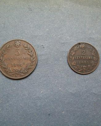 2 e 5 centesimi 1895 MONETE RARE