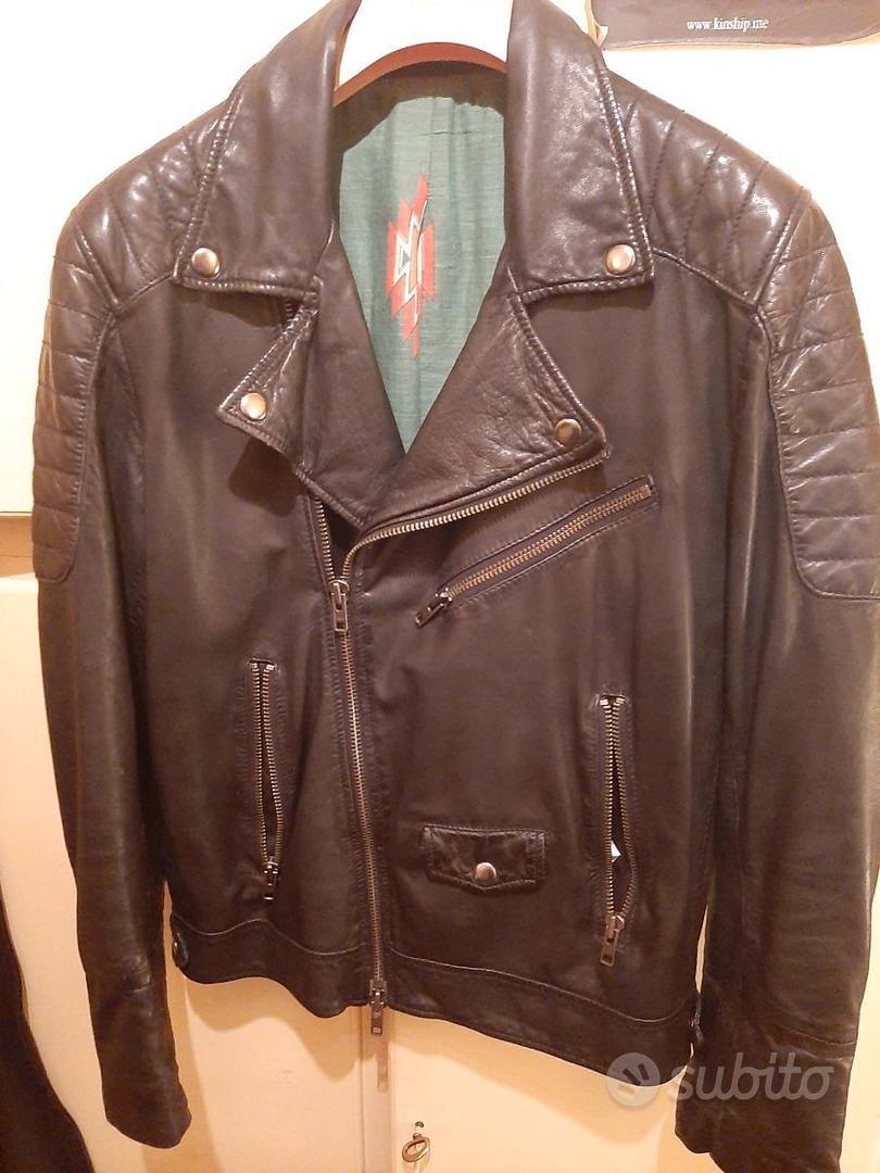 Giacca in vera pelle Uomo – Chiodo Biker (48/50) Abbigliamento e