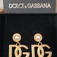 Orecchini D&G Dolce Gabbana Logo oro perle 