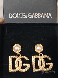 Orecchini D&G Dolce Gabbana Logo oro perle 