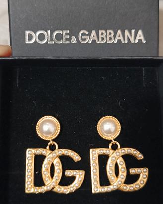 Orecchini D&G Dolce Gabbana Logo oro perle 