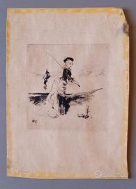 Acquaforte Félicien Rops "L'Épreuve" Originale