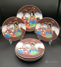 Antico Servizio Di Piatti In Porcellana Giappones