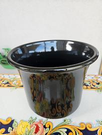 Splendido Vaso/cachepot nero lucido in ceramica