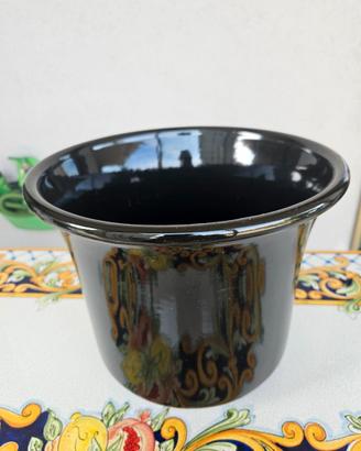 Splendido Vaso/cachepot nero lucido in ceramica