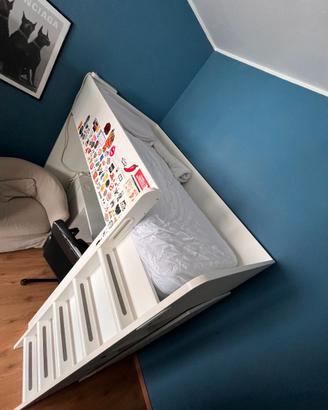 SMÅSTAD Letto a soppalco bianco con scrivania