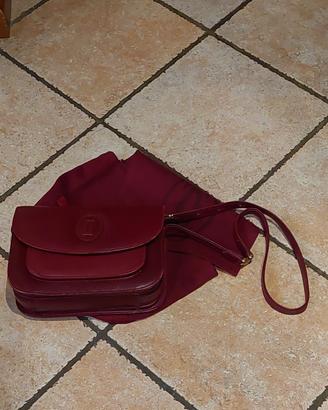 Borsa pelle bordeaux Cartier con tracolla e dustba