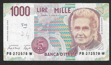 Italia - banconota circolata da 1000 Lire B - 1991