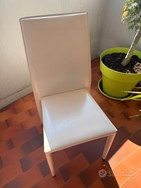 4 Sedie da cucina in cuoio colore bianco