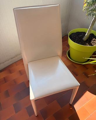 4 Sedie da cucina in cuoio colore bianco