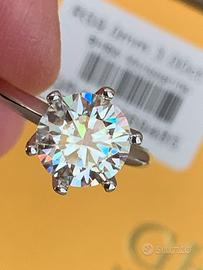 Anello argento e 3 ct moissanite