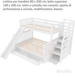 Letto a castello con scivolo e cassetti 
