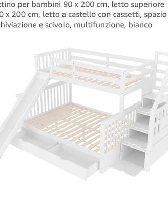 Letto a castello con scivolo e cassetti 