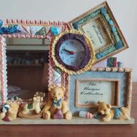 Orologio sveglia, portafoto, specchio