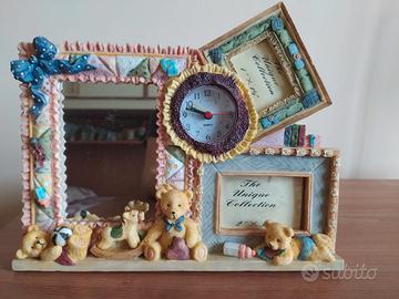 Orologio sveglia, portafoto, specchio