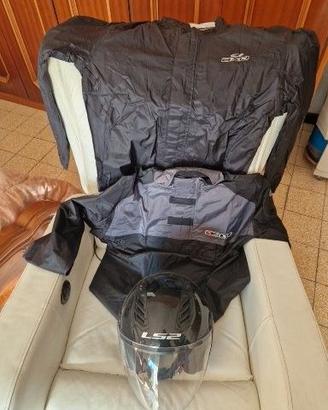 CASCO LS2+GIUBBINO E CASACCA IMPERMEABILE AXA-MOTO