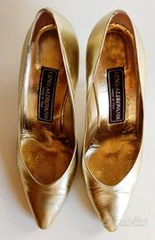 Originali ALDROVANDI, scarpe dorate vera pelle 38