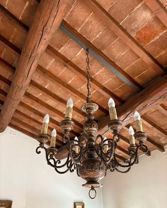 Lampadario antico stile rustico metallo 8 luci