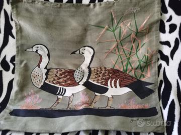 copri cuscino in seta jim thompson anatre grigio