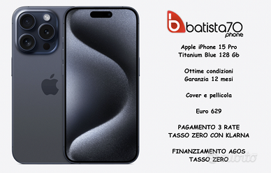 Apple iPhone 15 Pro Titanium Blue 128 Gb