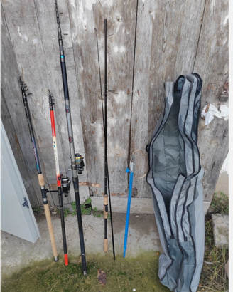 Canne da Pesca + set mulinelli e custodia