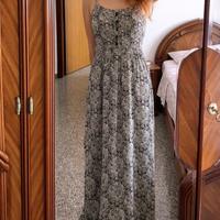 Vestito lungo coquette bianco e nero taglia S