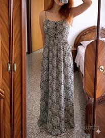 Vestito lungo coquette bianco e nero taglia S