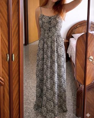 Vestito lungo coquette bianco e nero taglia S