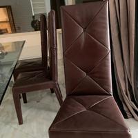 Sedie moderne in ecopelle marrone - Set da 6