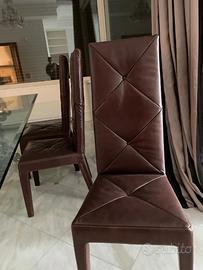 Sedie moderne in ecopelle marrone - Set da 6