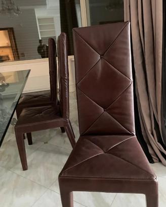 Sedie moderne in ecopelle marrone - Set da 6