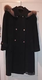 Cappotto elegante donna caldo loden con cappuccio