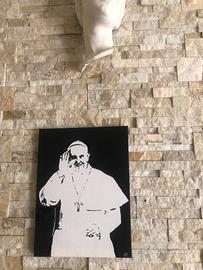 QUADRO DIPINTO A MANO ''PAPA FRANCESCO'' FIRMATO