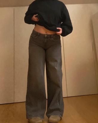 Jeans baggy vita bassa grigio scuro tally weijl