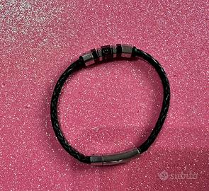 Bracciale 2 jewels in pelle nera e acciaio