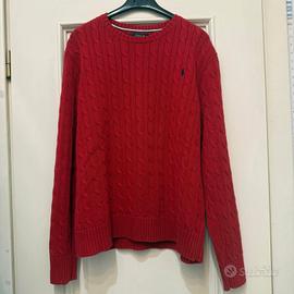 Maglione Ralph Lauren a trecce color rosso tg M