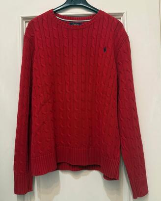 Maglione Ralph Lauren a trecce color rosso tg M
