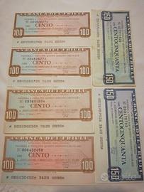 Miniassegni Banca del Friuli 100 e 150 lire 76 77
