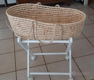 Culla vimini con carrello