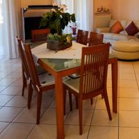 Tavolo vetro legno Calligaris + 6 sedie comprese